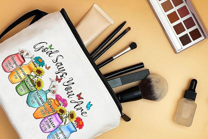 Christian Gifts for Women,God Says You Are Cosmetic Bag,Bible Study Supplies,Bible Accessories Women,Makeup Bag for Purse,Inspirational Gifts for Women,Womens Christmas Gifts,Faith Based Gifts