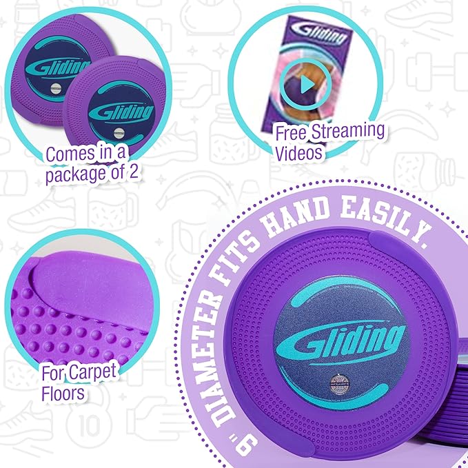 Gliding Discs for Working Out - Exercise Sliders 1 Pair, 4 Streaming