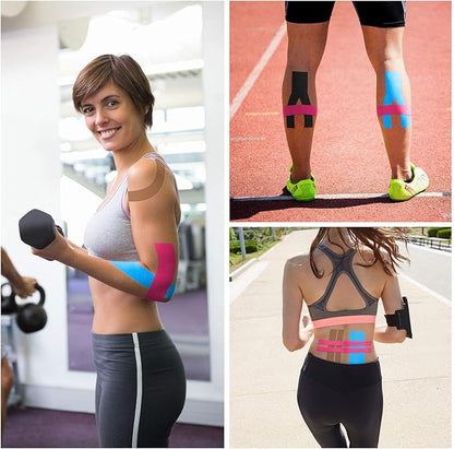 Kinesiology Tape Elastic Kinesiology Therapeutic Tape Athletic Tape Breathable Sports Uncut Tape Therapy Recovery for Knee Pain, Elbow, Shoulder Muscle and Joint Support 2 Inch x 16.5 feet