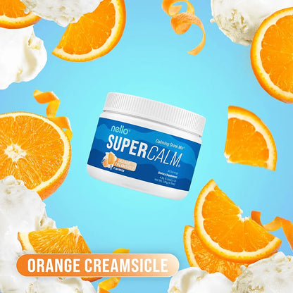 Supercalm Powdered Drink Mix, Orange Creamsicle, L Theanine, Ksm-66 Ashwagandha, Magnesium Glycinate, Vitamin D 3, Supplements for Relaxation & Focus, Natural, No Sugar, Non GMO, 30 Srvgs