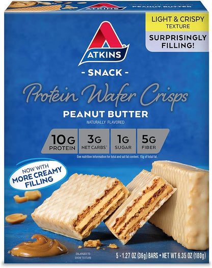Atkins Chai Tea Latte Protein Shake with 15g Protein, 3g Net Carb, 1g Sugar + Atkins Peanut Butter Protein Wafer Crisps with 10g Protein, 4g Net Carb, 1g Sugar, 5 Count
