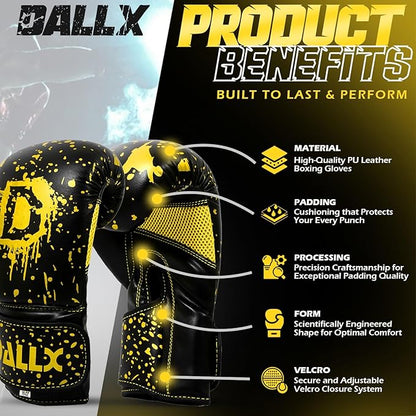 DALLX Boxing Gloves for MMA Fitness Kickboxing Heavy Punching Bag Muay Thai Sparring Gloves for Men and Women