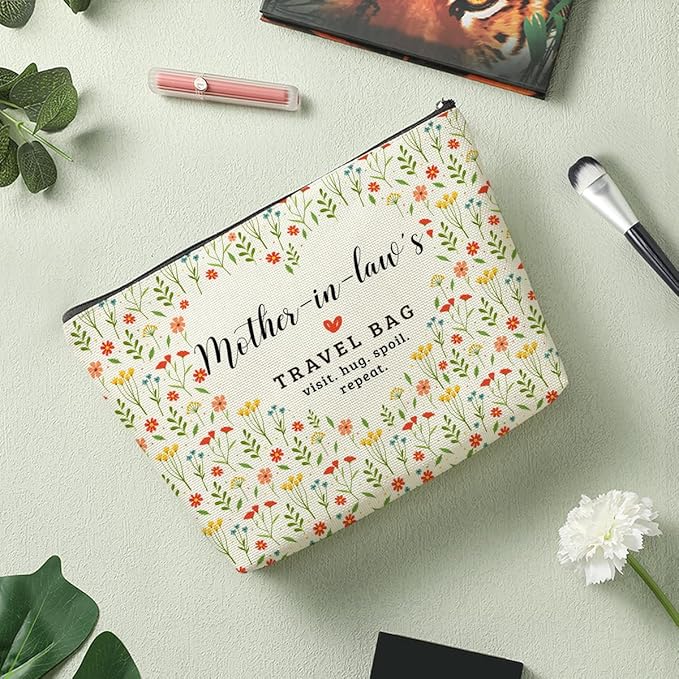 Mother in Law's Travel Bag Mothers Day Makeup Bag Mother in Law Birthday Gifts from Daughter in Law Funny Coloful Floral Cosmetic Bag for Women Mother of the Groom Chirstmas Wedding Retirement Gifts