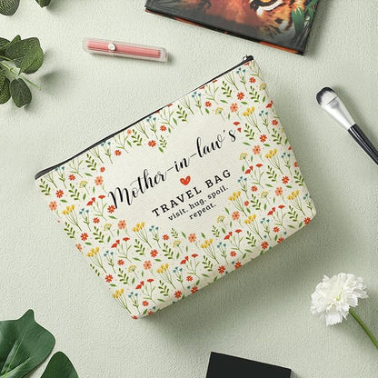 Mother in Law's Travel Bag Mothers Day Makeup Bag Mother in Law Birthday Gifts from Daughter in Law Funny Coloful Floral Cosmetic Bag for Women Mother of the Groom Chirstmas Wedding Retirement Gifts