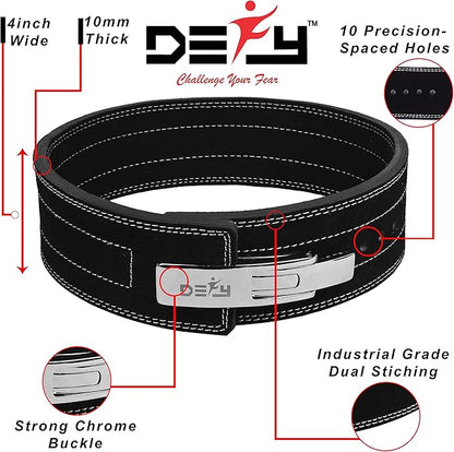 DEFY Weightlifting Lever Belt – 4” Wide Powerlifting 10MM Lever