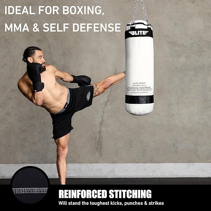 Canvas Punching Bags MMA Muay Thai Kickboxing Training Boxing Punching Bag with Chains - UNFILLED