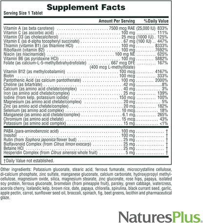 NaturesPlus Ultra II Multivitamin, Sustained Release - 60 Vegetarian Tablets - Daily Whole Food Vitamin & Mineral Supplement for Overall Health - Natural Energy Booster - 60 Servings