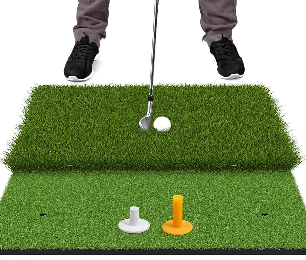 SAPLIZE Foldable Heavy-Duty Golf Hitting Mat, Practice Mat with 10mm EVA Rubber Backing, Larger Size for Indoor/Outdoor Swing and Chipping Practice, Anti-Deformation