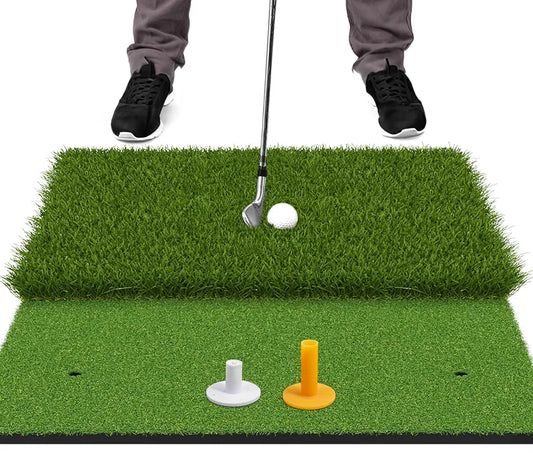 SAPLIZE Foldable Heavy-Duty Golf Hitting Mat, Practice Mat with 10mm EVA Rubber Backing, Larger Size for Indoor/Outdoor Swing and Chipping Practice, Anti-Deformation