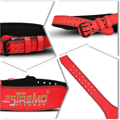 ESTREMO Weight Lifting Belt Leather courted Power Lifting 4 Inches