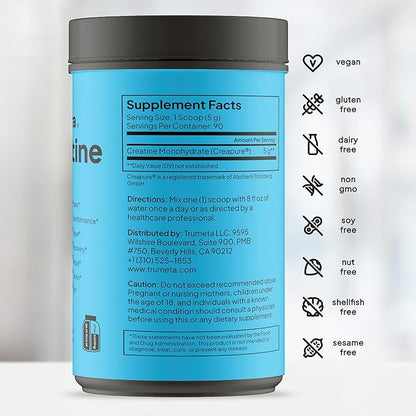 Creatine Monohydrate Powder Maximize Your Workouts, Recovery, & Muscle Growth with Vegan Creatine - Pure Creatine Supplement for Steady, All-Day Energy and Focus - 90 Servings