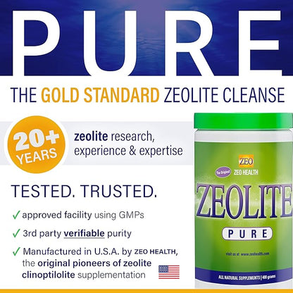 Zeolite Pure | Full Body Detox Cleanse | Safe, Gentle, & Effective Energy Booster That Supports Gut Health, Mental Clarity, & Healthy Inflammation Response | Original Zeolite Powder (400 Servings)
