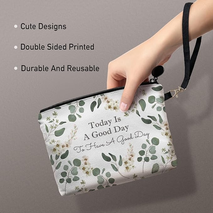 Hglian Eucalyptus Travel Makeup Bag Cosmetic Bags,Inspirational Pouch for Purse Toiletry Accessories Organizer,Gifts for Women