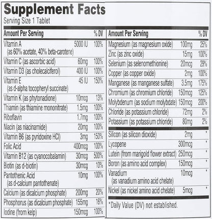 365 Everyday Value, Age 50+ Multi Iron-Free, 180 ct
