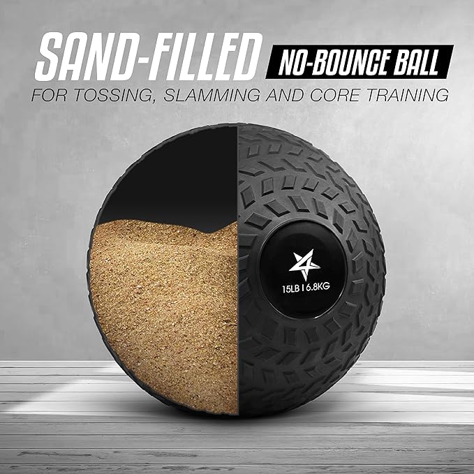 Yes4All Upgraded Fitness Slam Medicine Ball 15lbs for Exercise