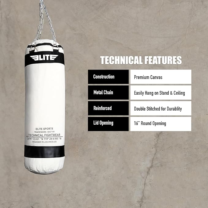 Canvas Punching Bags MMA Muay Thai Kickboxing Training Boxing Punching Bag with Chains - UNFILLED