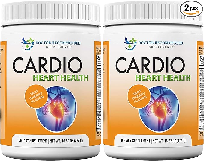 DOCTOR RECOMMENDED SUPPLEMENTS Cardio Heart Health Powder – L-Arginine Supplement 5000mg & L-Citrulline 1000mg, Tart Cherry Flavor (Pack of 2-16.82 oz / 33.64 oz)
