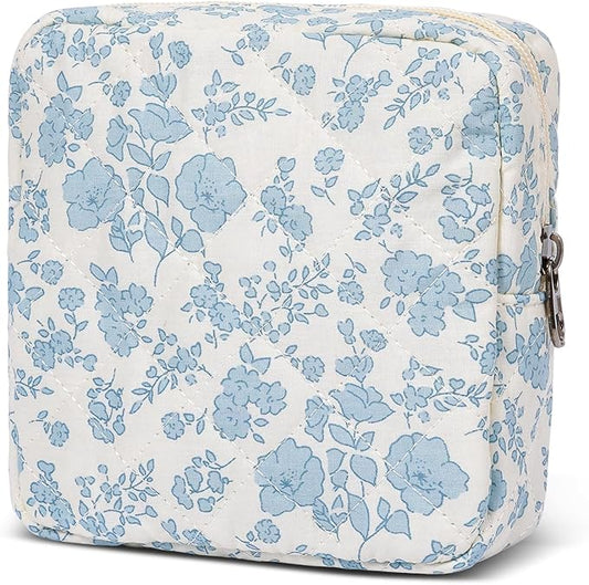 Small Makeup Bag for Purse,Quilted Cosmetic Pouch, Mini Make up Bags with Compartments Inside, Cute Cosmetic Organizer for Women, Travel Toiletry Bag