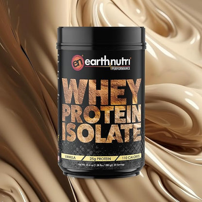 EarthNutri - Whey Isolate Protein Powder for Workout and Muscle Growth Support, 25g of Protein, Non-GMO and Organic Vanilla Flavor Whey Protein Isolate, Vanilla Flavor, 20 Servings