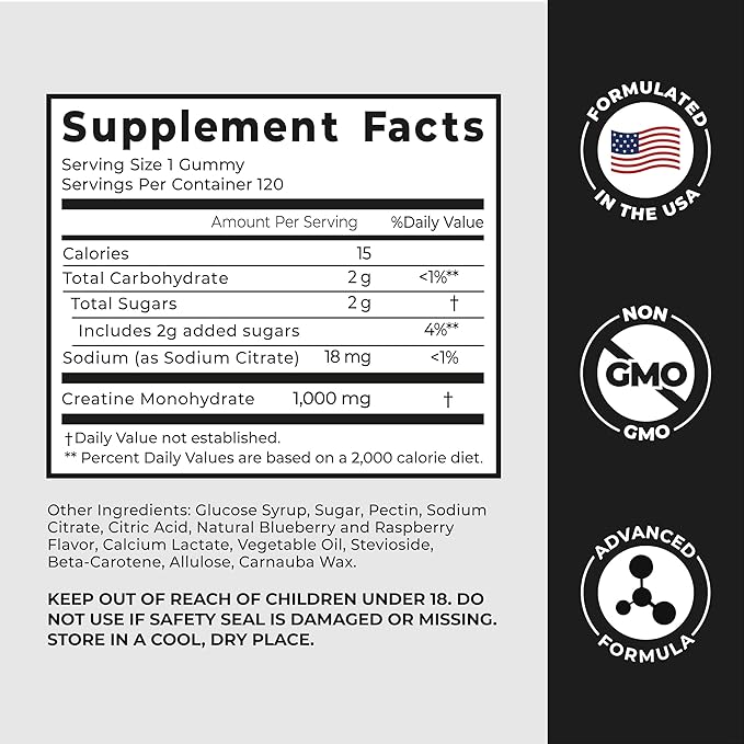 PurePremium Creatine Gummies for Men & Women 5000mg - 120 Creatine Monohydrate Gummies 5g - Vegan Non-GMO Creatine Gummies for Strength, Endurance Support - Creatine Gummies 5g for Muscle Recovery