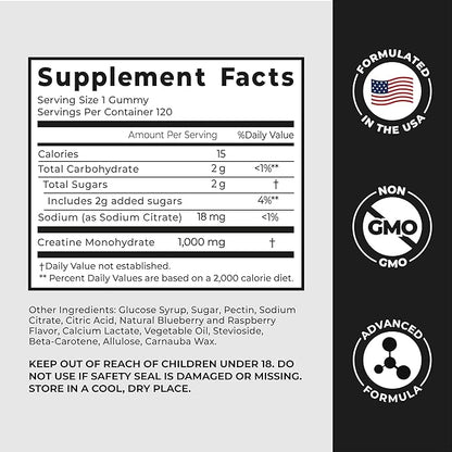PurePremium Creatine Gummies for Men & Women 5000mg - 120 Creatine Monohydrate Gummies 5g - Vegan Non-GMO Creatine Gummies for Strength, Endurance Support - Creatine Gummies 5g for Muscle Recovery