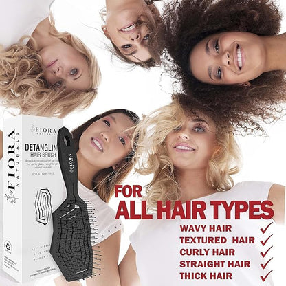 Fiora Naturals Hair Detangling Brush -100% Bio-Friendly Hair Detangler Brush w/Ultra-soft Bristles- Glide Through Tangles with Ease - For Curly, Fine, Women, Men, Kids, Toddlers, Wet and Dry Hair