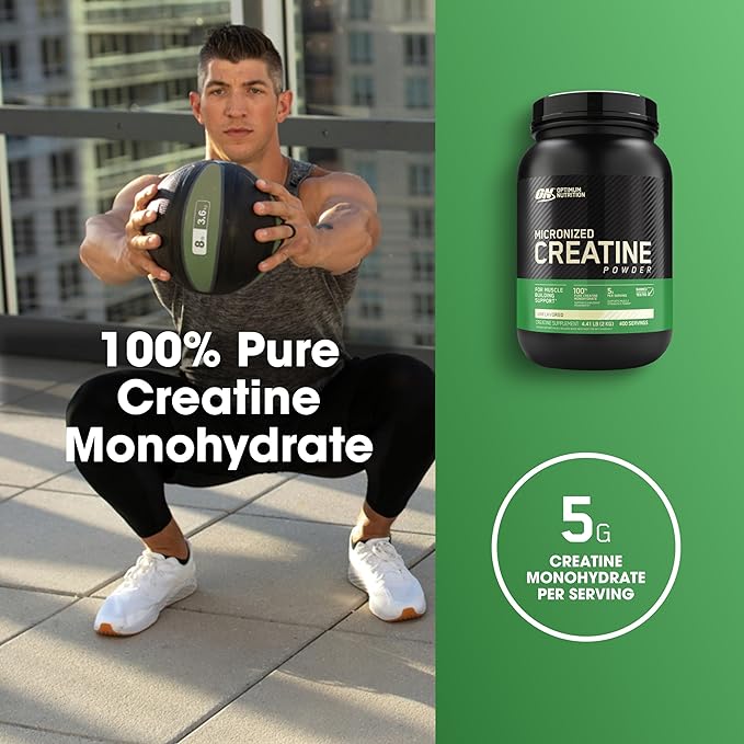 Optimum Nutrition Micronized Creatine Monohydrate Powder, Unflavored, Keto Friendly, 400 Servings (Packaging May Vary)