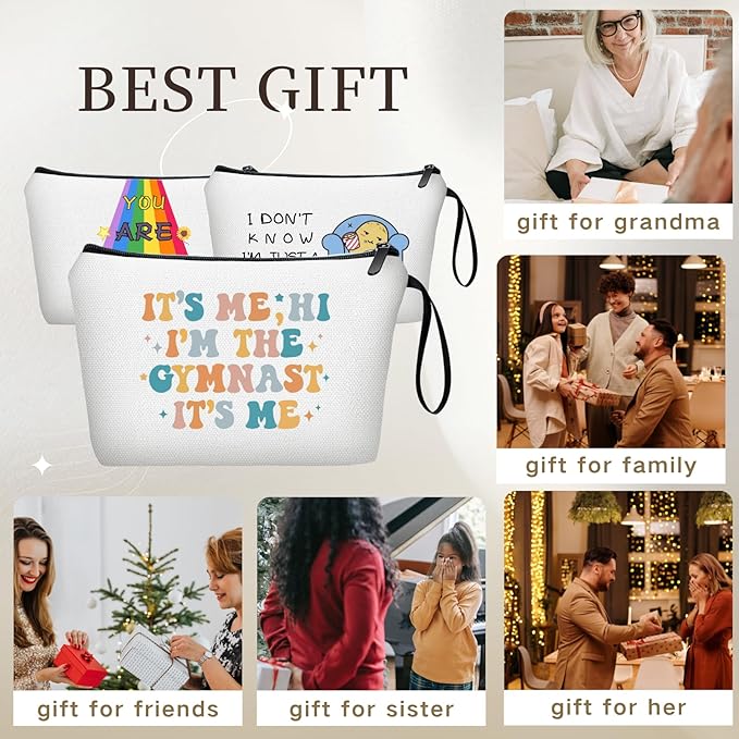 Gymnastics Girl Coach Birthday Gifts Stuff Zipper Makeup Cosmetic Bag Teen Friend Daughter Sister Christmas