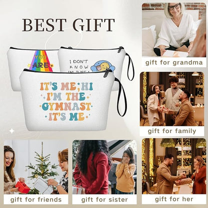 Gymnastics Girl Coach Birthday Gifts Stuff Zipper Makeup Cosmetic Bag Teen Friend Daughter Sister Christmas