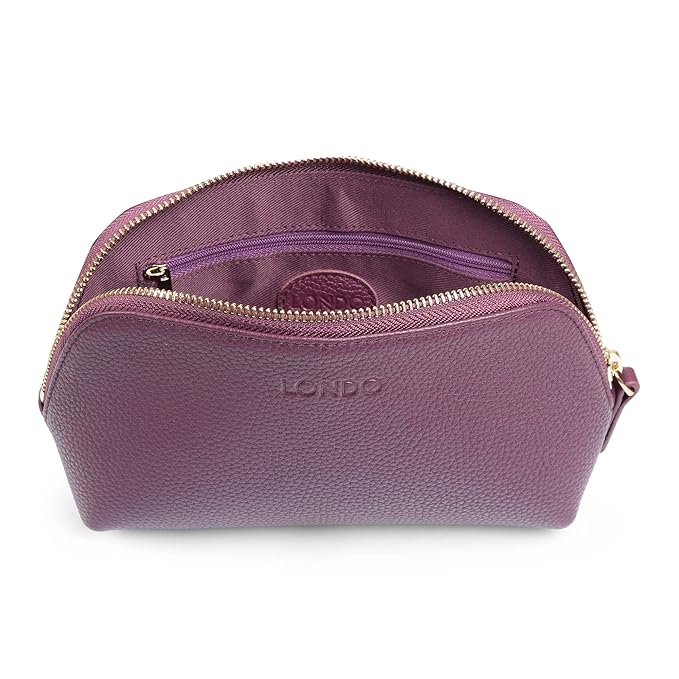 Genuine Leather Makeup Bag Cosmetic Pouch Travel Organizer Toiletry Clutch