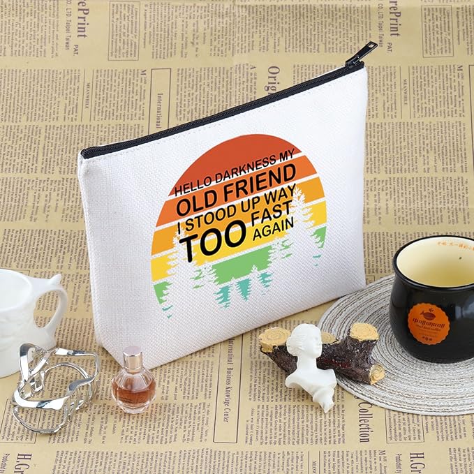 VAMSII POTS Awareness Gift Hello Darkness, My Old Friend Makeup Bag POTS Syndrome Fighter Warrior Cosmetic Bag Dysautonomia Awareness Gift (Hello Darkness My Old Friend M)