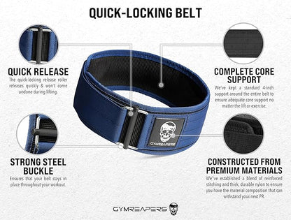 Gymreapers Quick Locking Weightlifting Belt for Bodybuilding 4 Inch