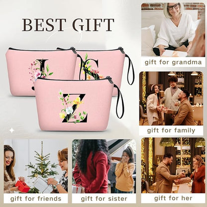 SEAMOON Happy Birthday Friendship Bridesmaid Team Gifts for Employees Women Mom Girl Daughter Teenage Personalized Make up Cosmetic Bag Travel with Mirror Mothers Day Christmas Graduation Z