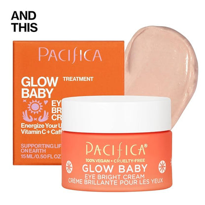 Pacifica Glow Baby Complete Skincare Set – 6 Piece Vitamin C Brightening Collection (Face Wash, Peel Pads, Booster Serum, Moisturizer, Eye Cream, Sheet Mask), 100% Vegan