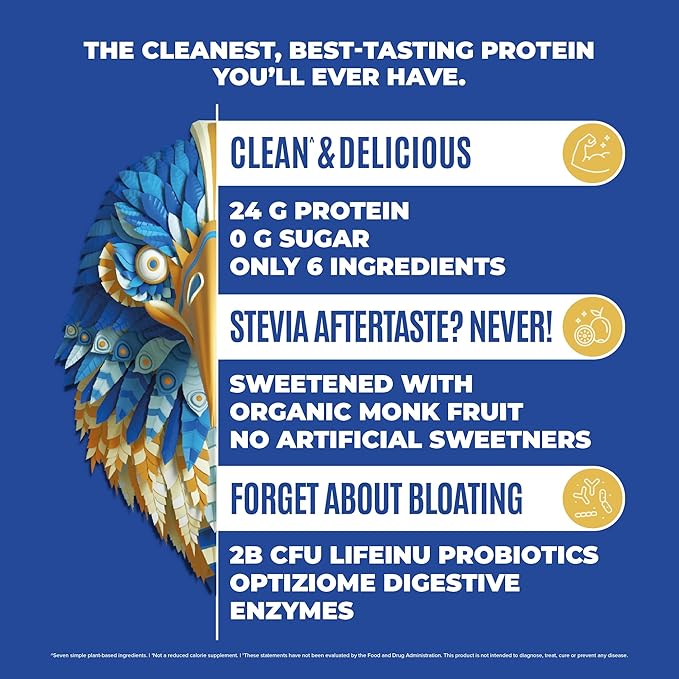 BIRDMAN Falcon Vegan Protein Powder Organic, Stevia & Sugar Free, Plant Based Protein, Low Carb, Dairy Free, Keto, Non Whey Protein, Probiotic, Pea Protein | Vanilla Flavor - 40 Servings - 2.64lb