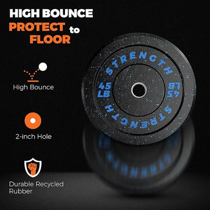 GIKPAL Bumper Plates 2-inch Rubber 10lbs-55lbs