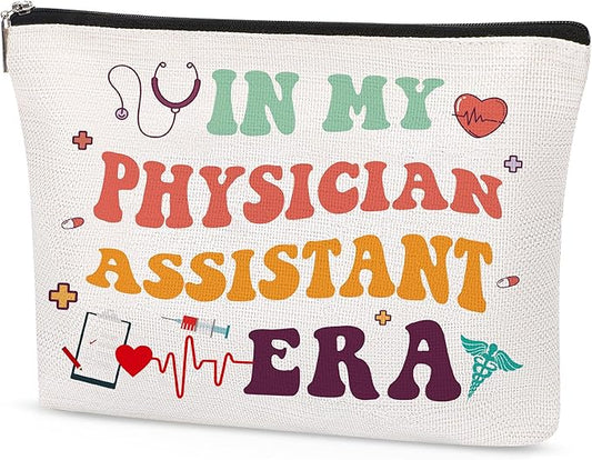 In My Physician Assistant Era Medical Students Graduation Gift Makeup Bag Canvas Cosmetic Bags with Zipper Portable Travel Organizer Pouch for Nurse Doctor Medical PA Bag