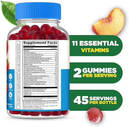 Lifeable Sugar Free Multivitamin Gummies | with Vitamin A, C, D, E, Niacin, B6, Folate, B12, Biotin, Pantothenic Acid, Iodine, Zinc | Great Tasting Adult Multivitamin Gummy | 90 Gummies