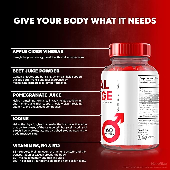 Vital Surge Gummies, VitalSurge Gummies All Natural, Vital Surge Gomitas, Apple Cider Vinegar Supplement, Official Vital Surge Gummies Reviews (60 Gummies)