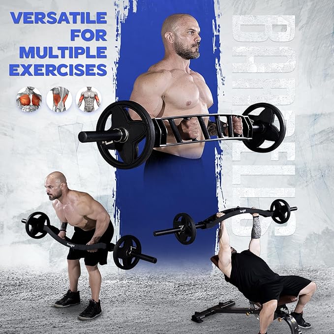 Yes4All Multi Grip Barbell & Cable Attachment - 2 Collars,