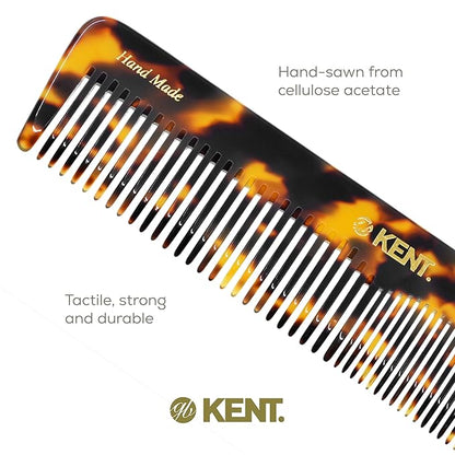 Kent 16T TY Fine Tooth and Wide Tooth Comb for Daily Grooming, Handmade Styling Comb for All Hair Types, Styling and Detangling Combs for Men and Women