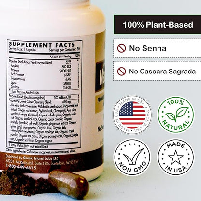 Natural Colon Cleanse Supplements (30 Capsules) – at Home Colon Detox - Defend Against Gas, Bloating, Constipation, & Diarrhea – Improve Digestive System