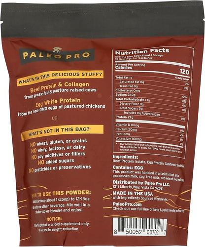 PaleoPro Protein Powder Grass-Fed, Pastured, Cage-Free Protein | Gluten Free, Dairy Free. No Sugar, Soy, Grains or Net Carbs | Paleo & Keto Friendly - 15 Servings (16 oz, Plain)