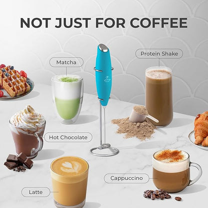 Zulay Powerful Milk Frother Handheld Foam Maker for Lattes - Whisk Drink Mixer for Coffee, Mini Foamer for Cappuccino, Frappe, Matcha, Hot Chocolate by Milk Boss (Teal)