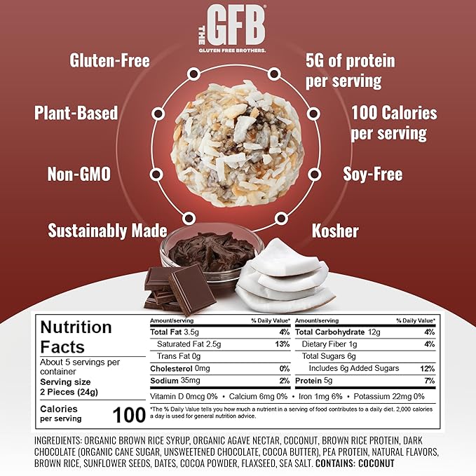 The Gluten Free Brothers Gluten Free Protein Bites Variety Pack – Non GMO, Soy Free, Vegan – Snack Size Plant Based Protein Energy Balls, 4 Oz (6 Count)