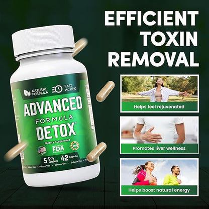 Advanced Detox Cleanse Capsules Pack of 2 |– Natural Detox & Liver Support with Milk Thistle, Licorice Powder, and NAC – 42 Capsules for Men & Women