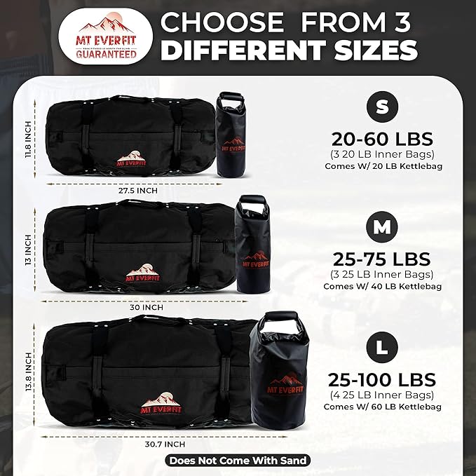 Sandbag Workout Bag & Sandbag Kettlebell Set - 1050 Cordura 8 Thick 3 Inner