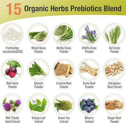 Probiotics for Women & Men - 300 Billion CFU, 22 Strains Probiotics + 15 Organic Herbs Blend, Daily Probiotics for Digestive Health, Immune, Gut, Bloating - 60 Capsule