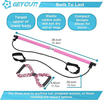 Get Out! Pilates Bar Kit with Resistance Band 8 Arm