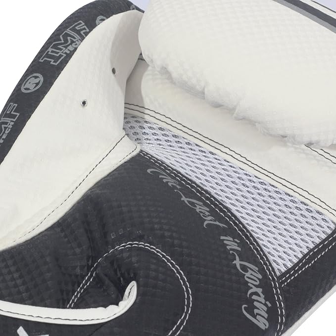 Ringside Apex Flash Sparring Gloves, IMF-Tech Boxing Gloves with Secure Wrist Support, Synthetic Boxing Gloves for Men and Women, White and Black, 14 Oz